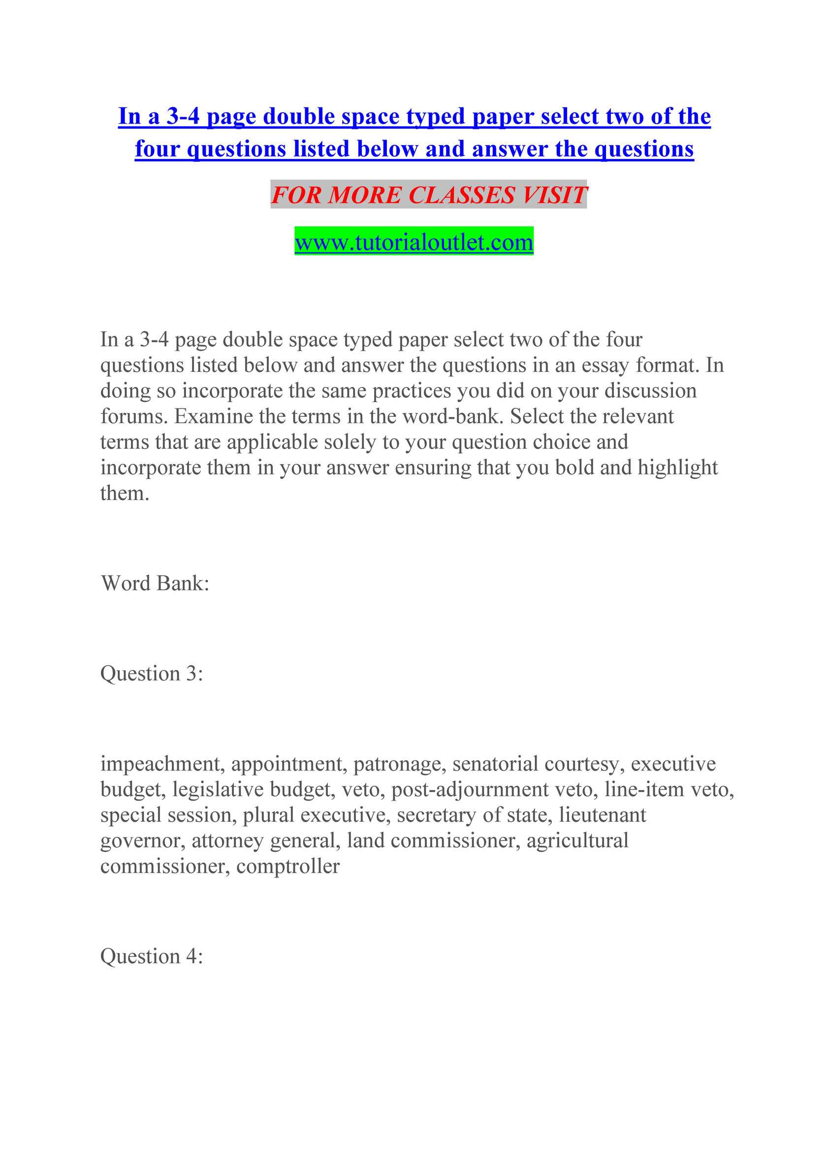 Jio In A 3 4 Page Double Space Typed Paper Select Two Of The Four Experience Tradition Tutorialoutletdotcom Page 1 Created With Publitas Com