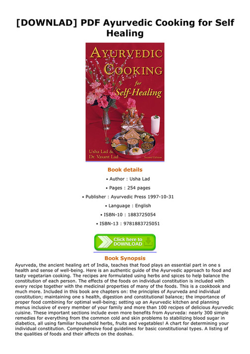 Messinger DOWNLAD PDF Ayurvedic Cooking for Self Healing Page 1