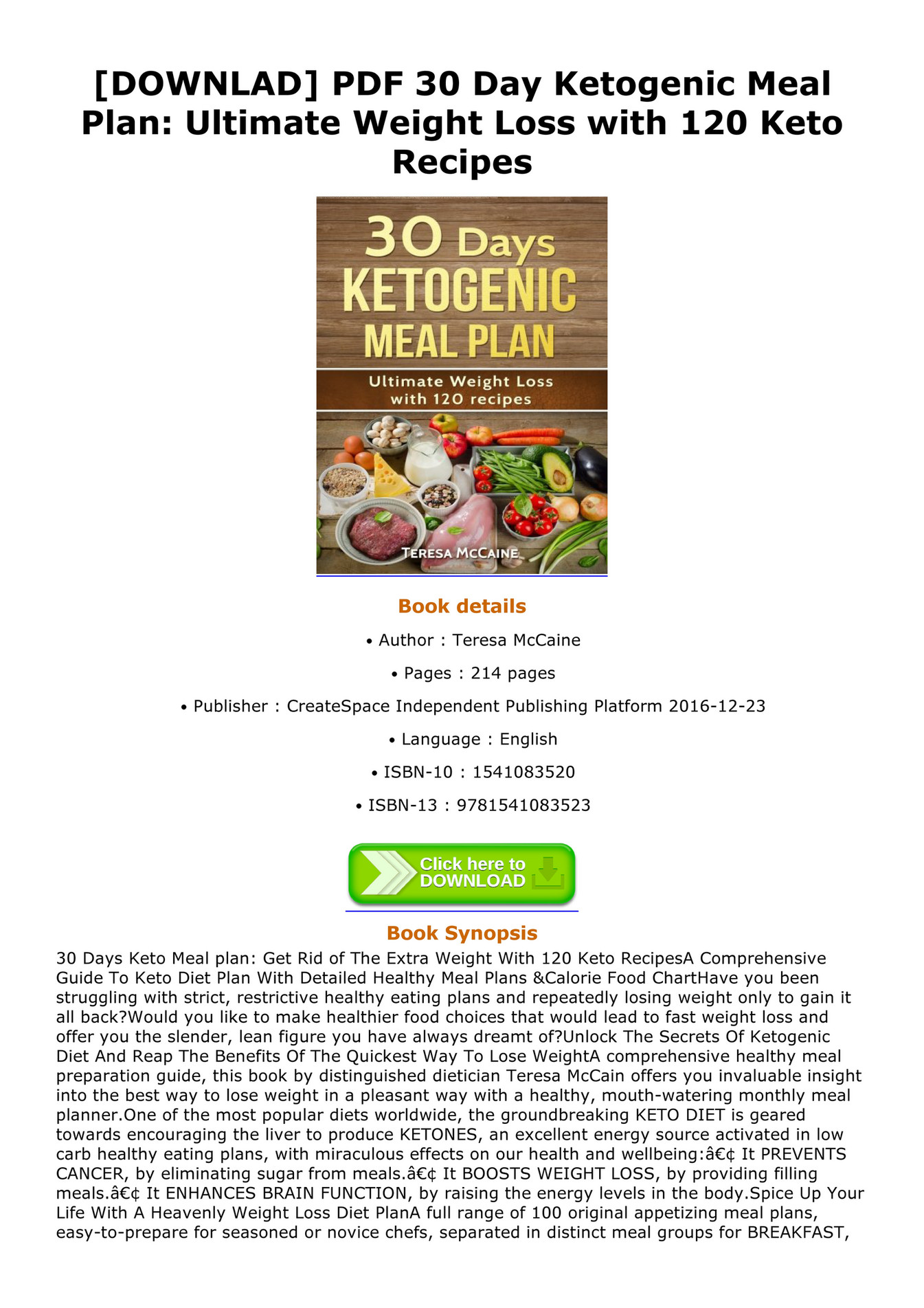 Farrer Downlad Pdf 30 Day Ketogenic Meal Plan Ultimate Weight Loss With 120 Keto Recipes 3972