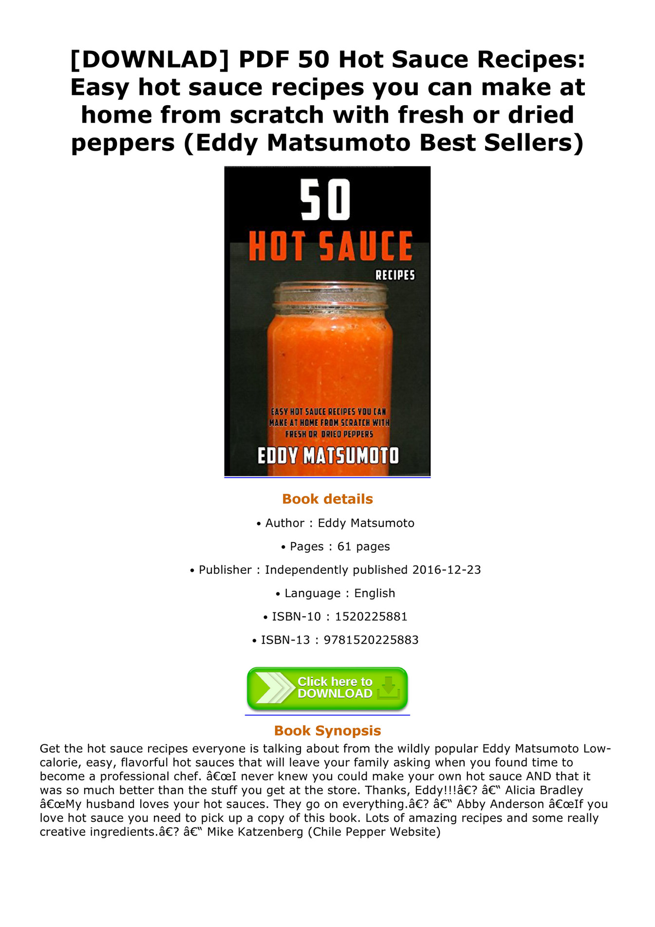 Farrer DOWNLAD PDF 50 Hot Sauce Recipes Easy hot sauce recipes you