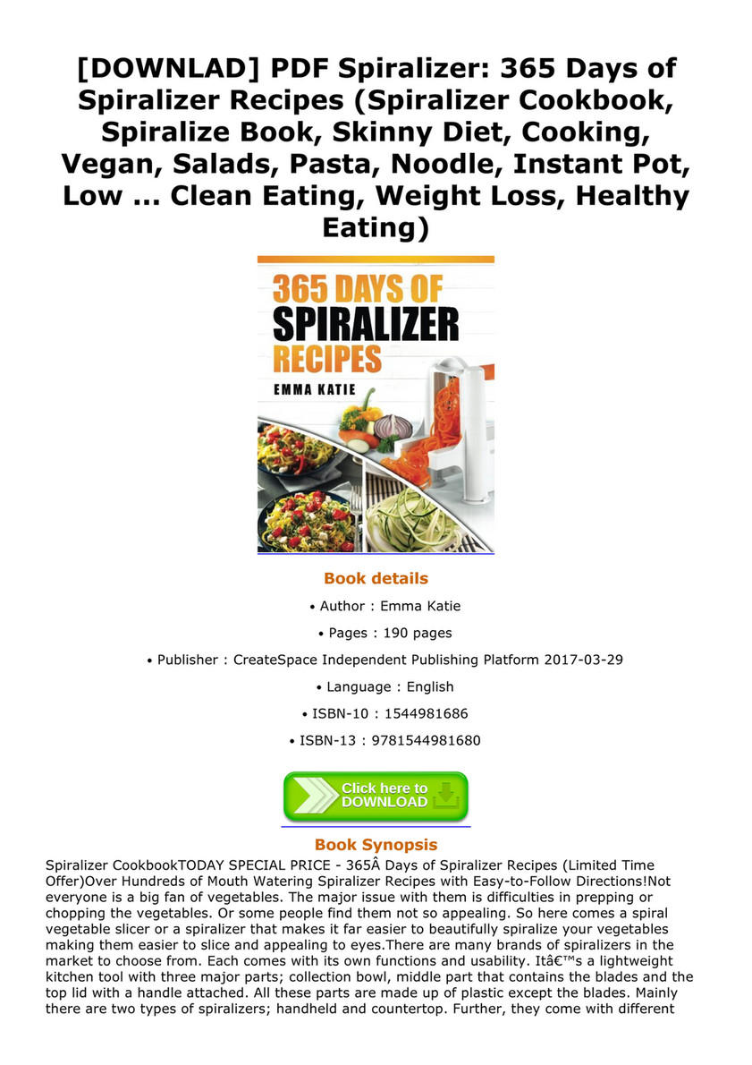 Spiralizer Recipe Book Pdf Besto Blog
