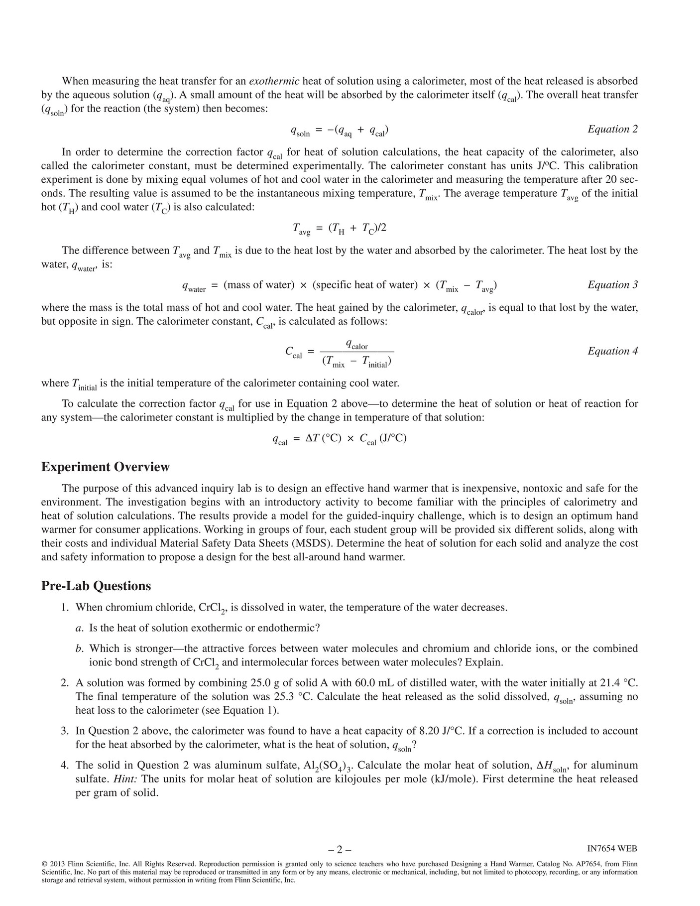 Flinn Scientific Designing A Hand Warmer Lab Answers 
