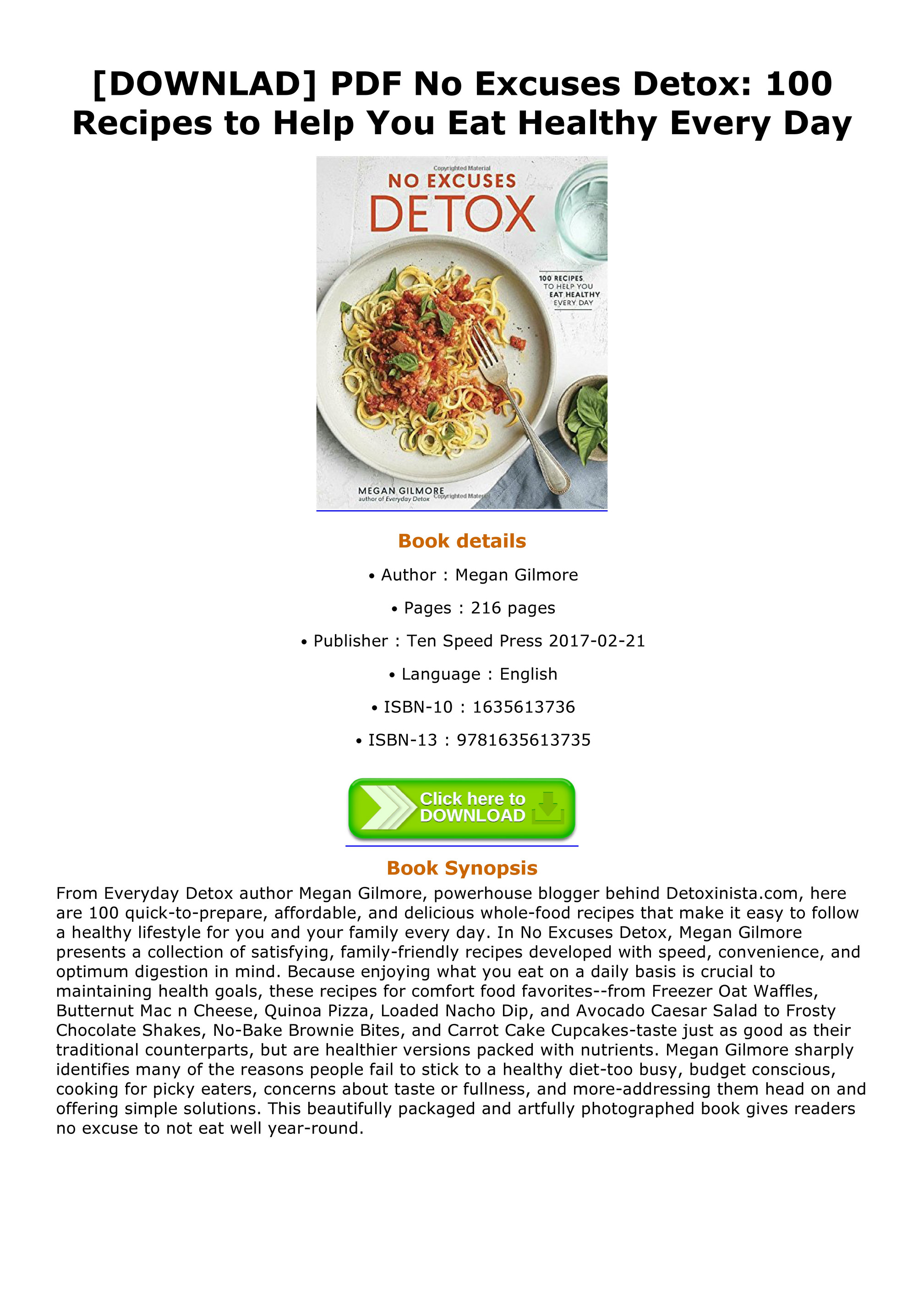 Deirdre Downlad Pdf No Excuses Detox 100 Recipes To Help You Eat Healthy Every Day Page 1 Created With Publitas Com