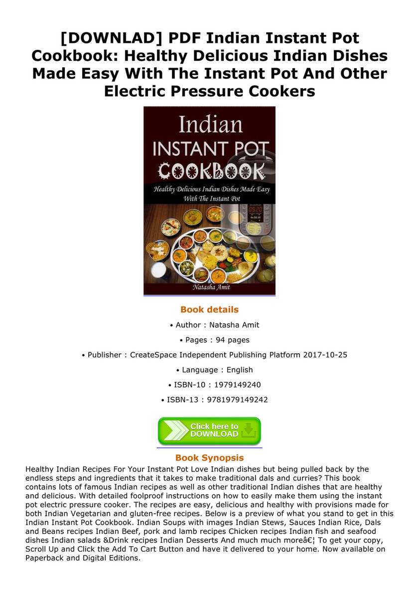 The complete indian instant pot cookbook pdf sale