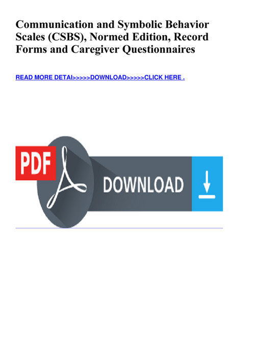 eBOOK - READ Communication and Symbolic Behavior Scales CSBS Normed ...