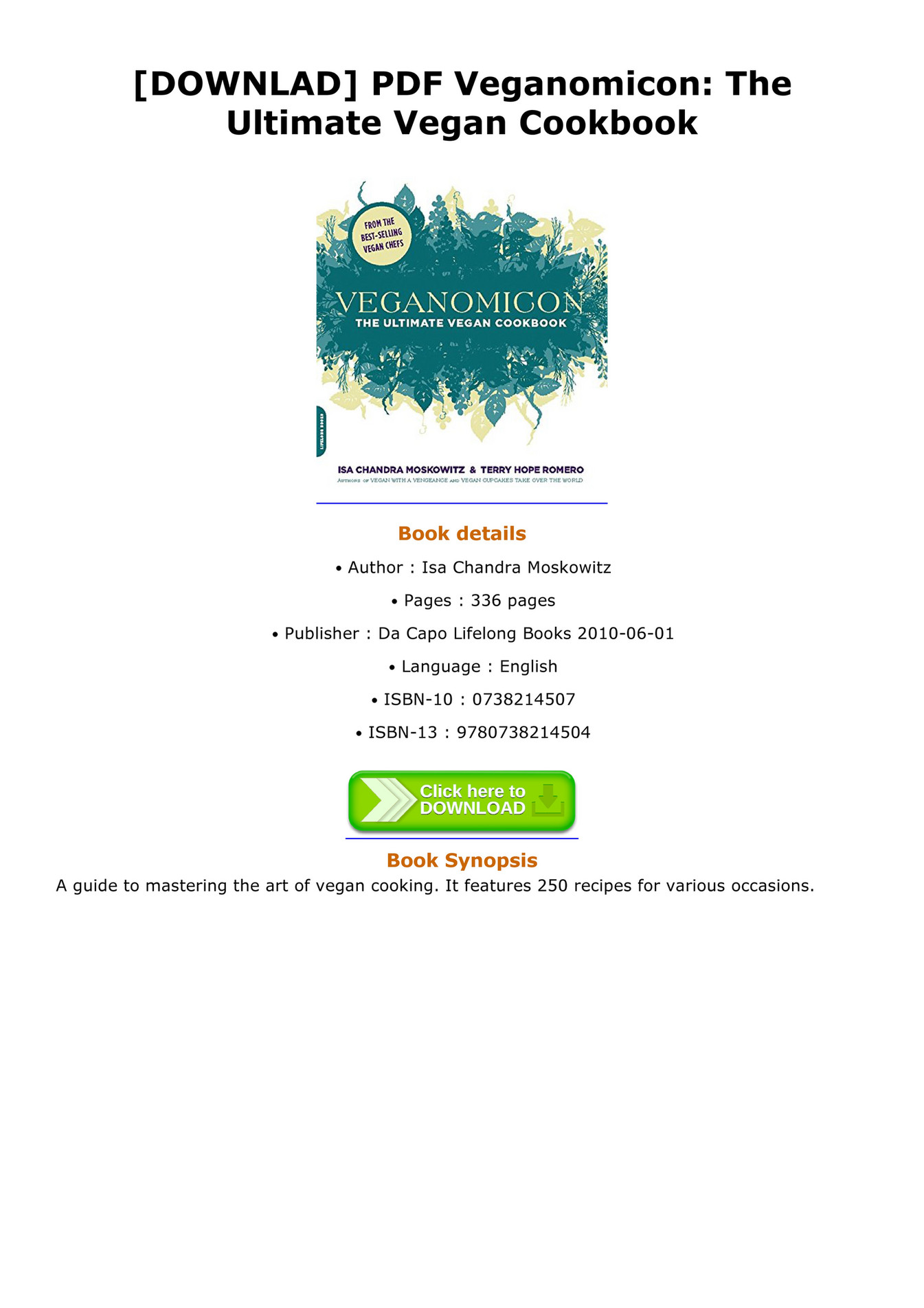 eBOOK - DOWNLAD PDF Veganomicon The Ultimate Vegan Cookbook - Page 1