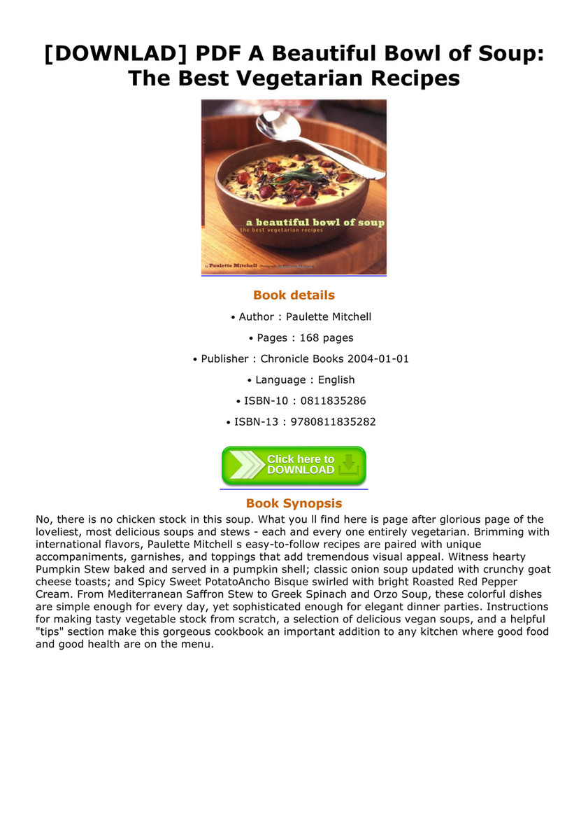 Maloney Downlad Pdf A Beautiful Bowl Of Soup The Best Vegetarian Recipes Page 1 Created With Publitas Com