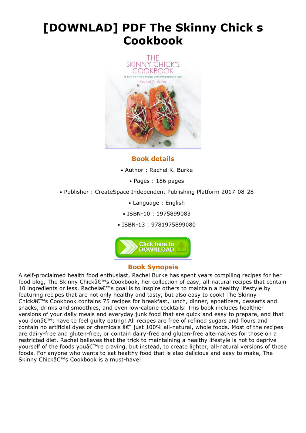 Eustolia Downlad Pdf The Skinny Chick S Cookbook Page 1 Created With Publitas Com