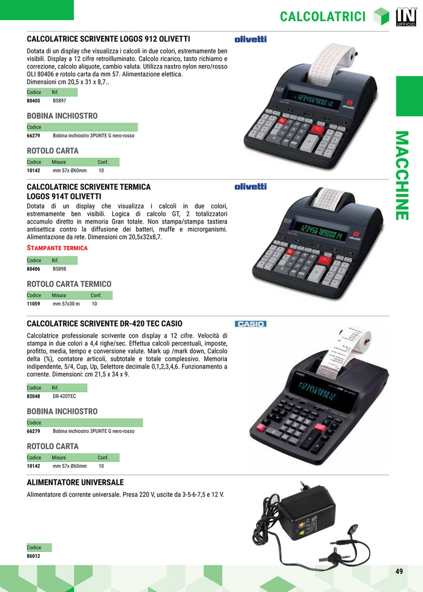 Olivetti Logos 382 - calcolatrice elettronica - calcolo, Olivetti