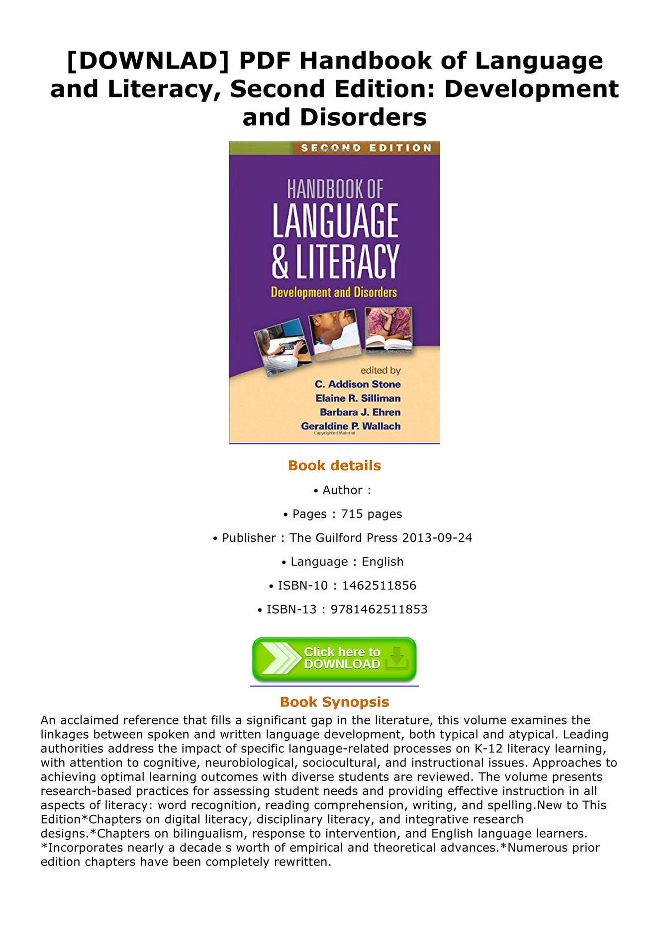 Delma - DOWNLAD PDF Handbook of Language and Literacy Second 