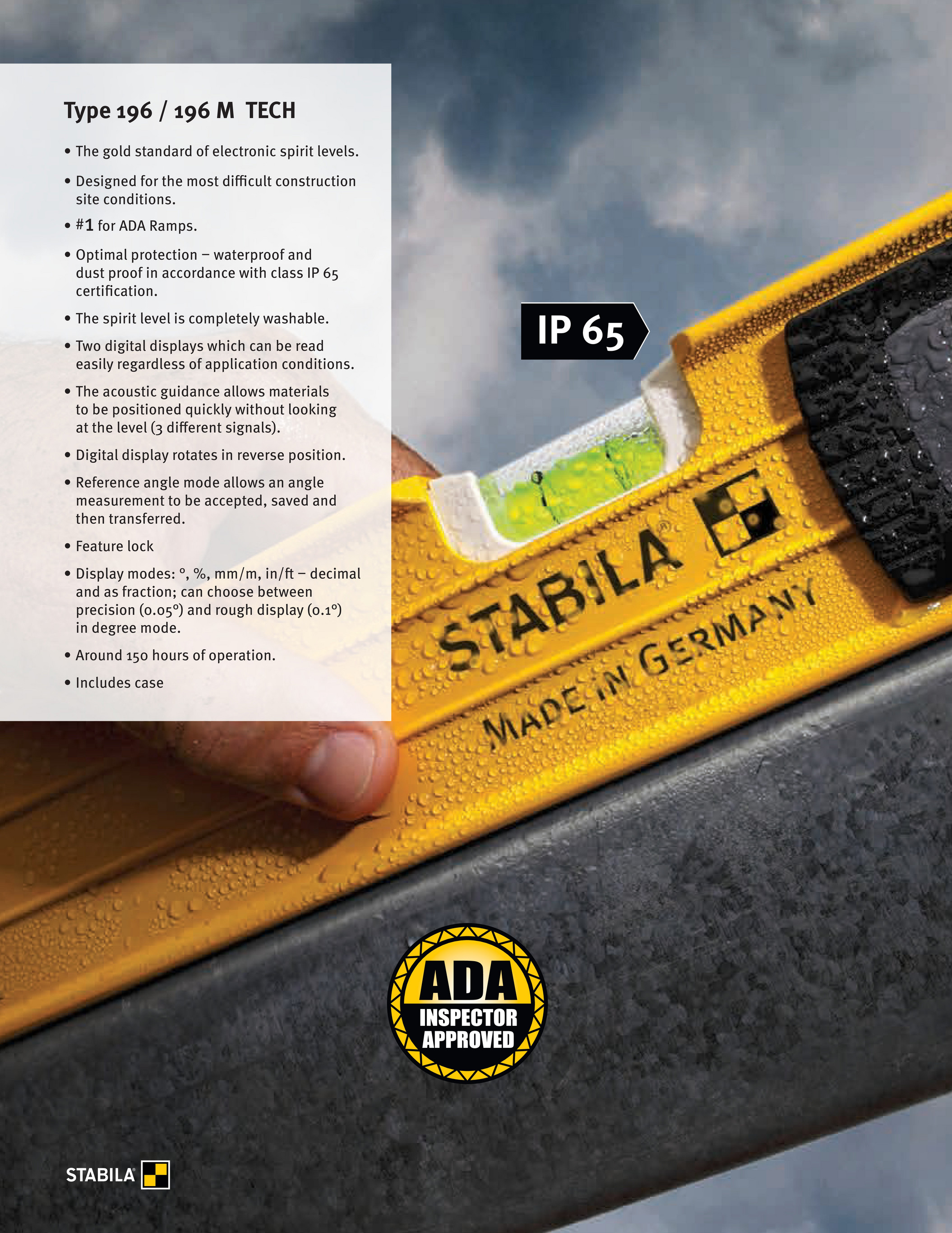 Stabila 39340 Type 196 2 Led Lighted Level 48