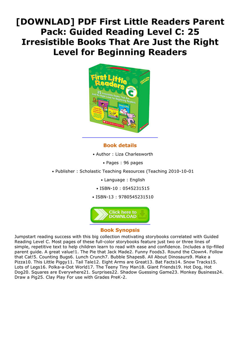 Tyson Downlad Pdf First Little Readers Parent Pack Guided Reading Level C 25 Irresistible Books That Are Just The Right Level For Beginning Readers Page 1 Created With Publitas Com