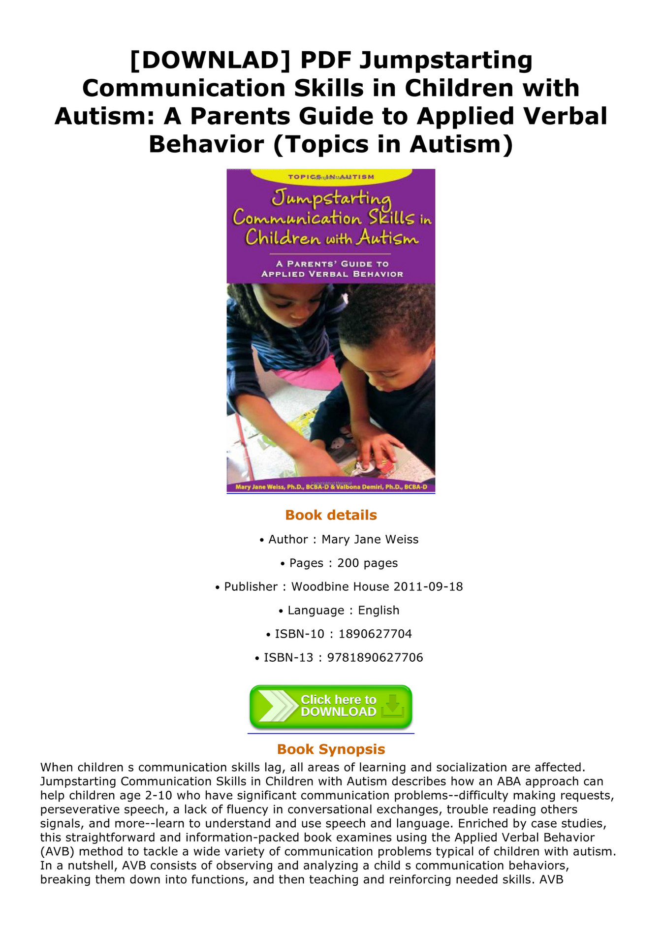Buddy - DOWNLAD PDF Jumpstarting Communication Skills in Children with ...