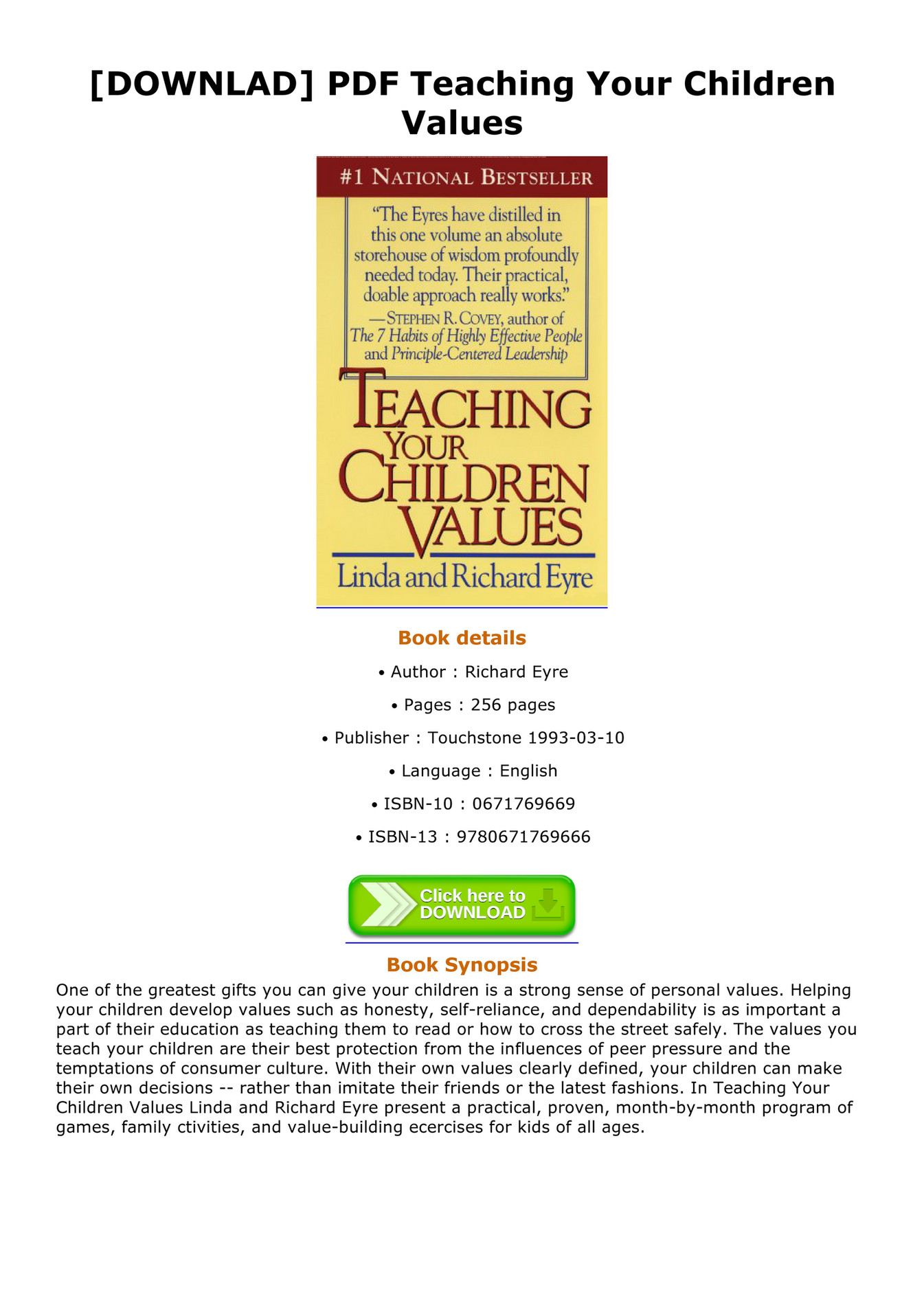Teaching Your Children Values
