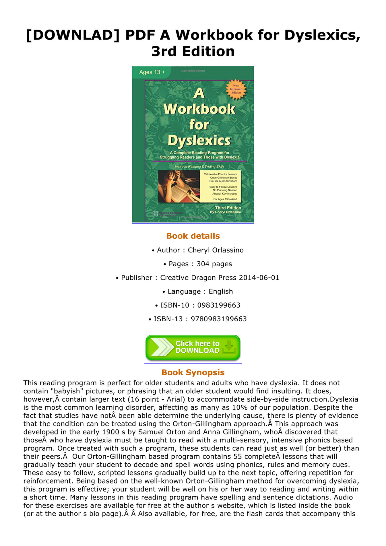 Solomon - DOWNLAD PDF A Workbook for Dyslexics 3rd Edition - Page 1 ...
