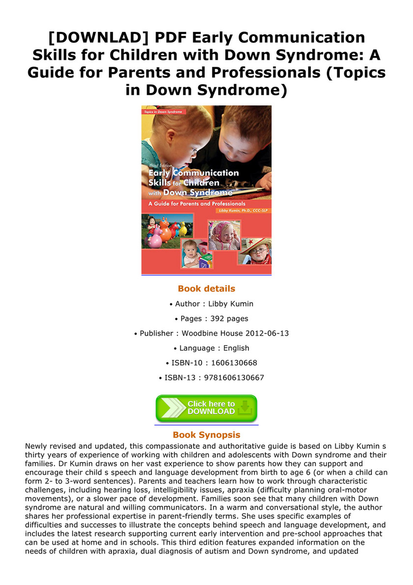 Early Communication Skills for Children with Down Syndrome A Guide for Parents and Professionals 