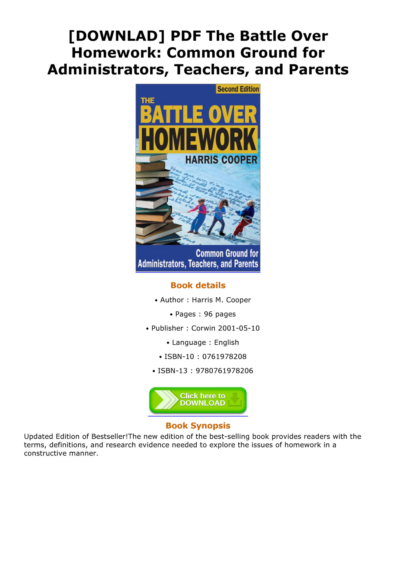 the battle over homework harris cooper pdf