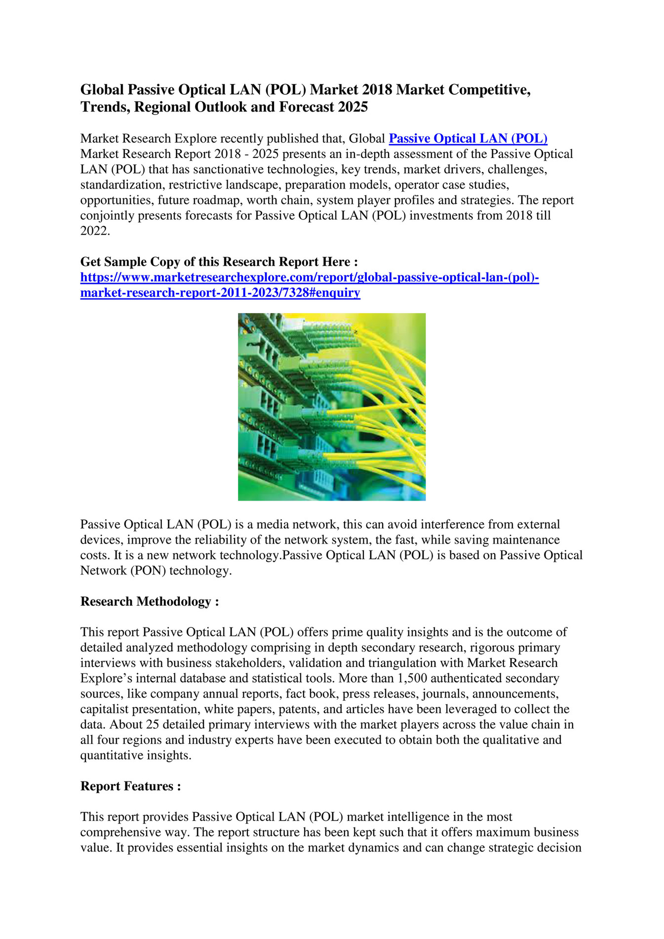 Market Research Explore Global Passive Optical LAN Market Page 1