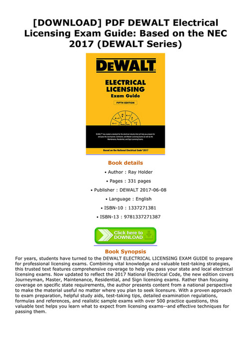 EDUCATION BOOK FREE [DOWNLOAD] ODIS DOWNLOAD PDF DEWALT Electrical Licensing Exam Guide Based