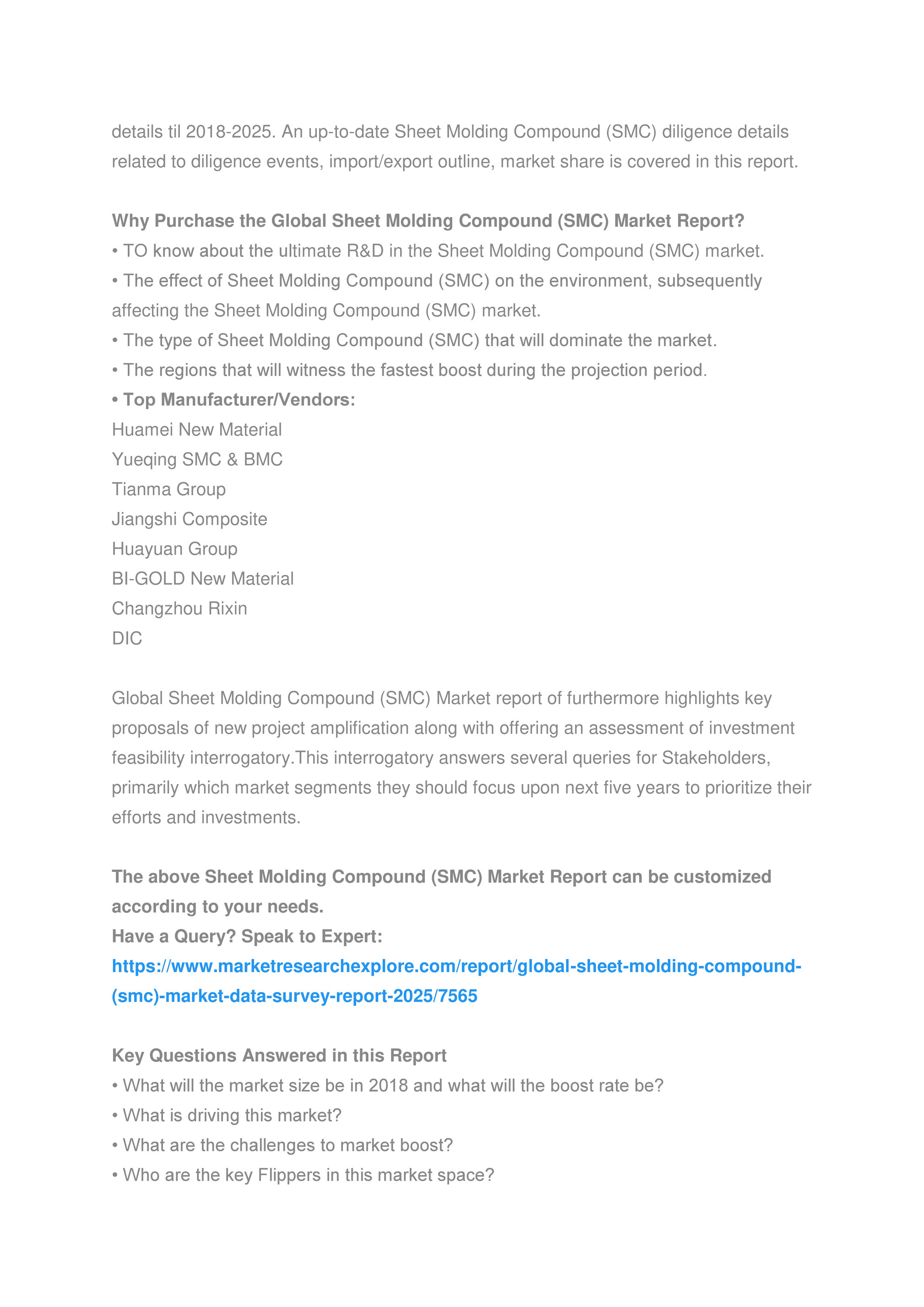 Market Research Explore Competitive Strategies For Global Sheet Molding Compound Smc Market 18 Overview Outlook And Forecast To 25 Page 1 Created With Publitas Com