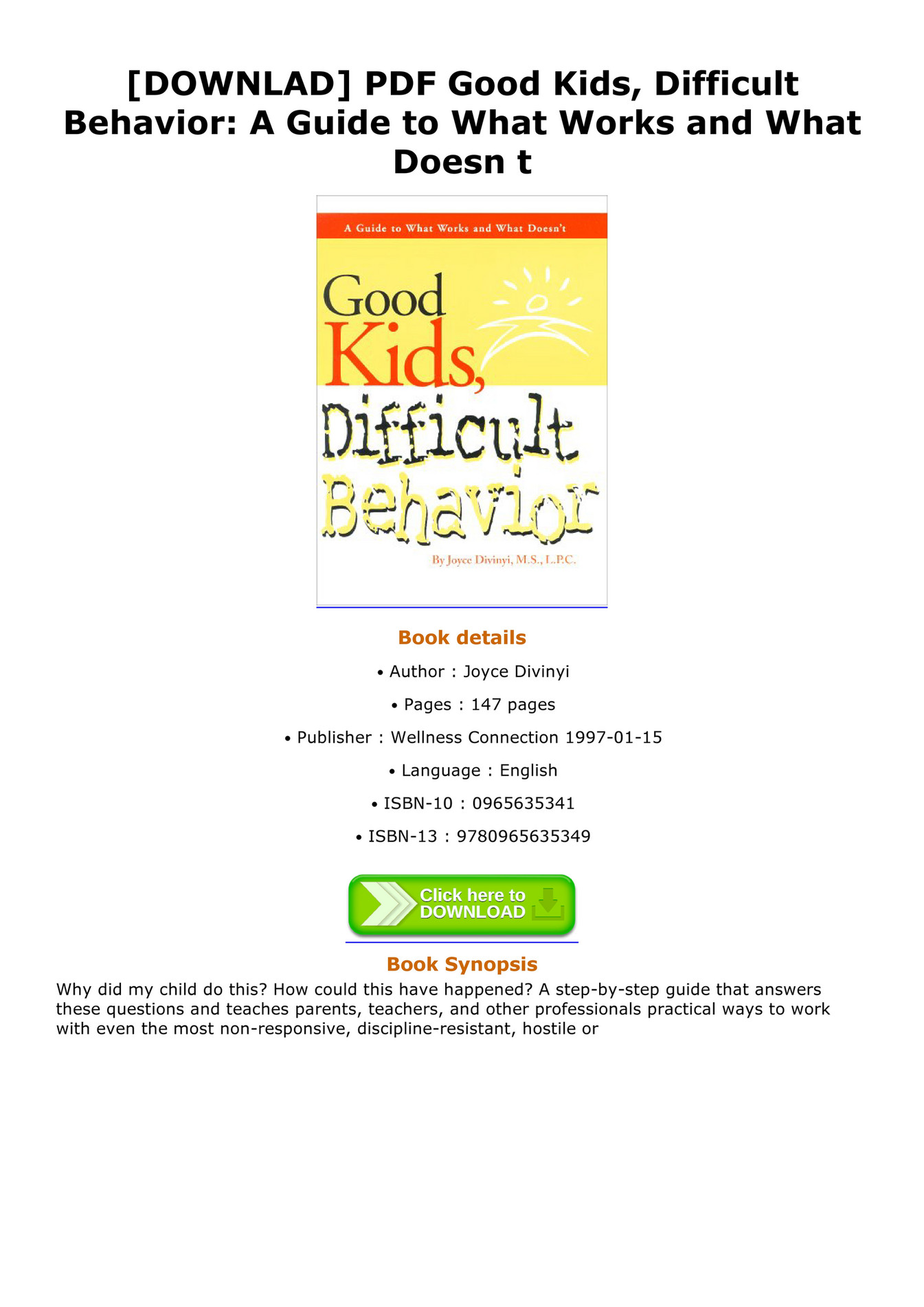 the difficult child pdf