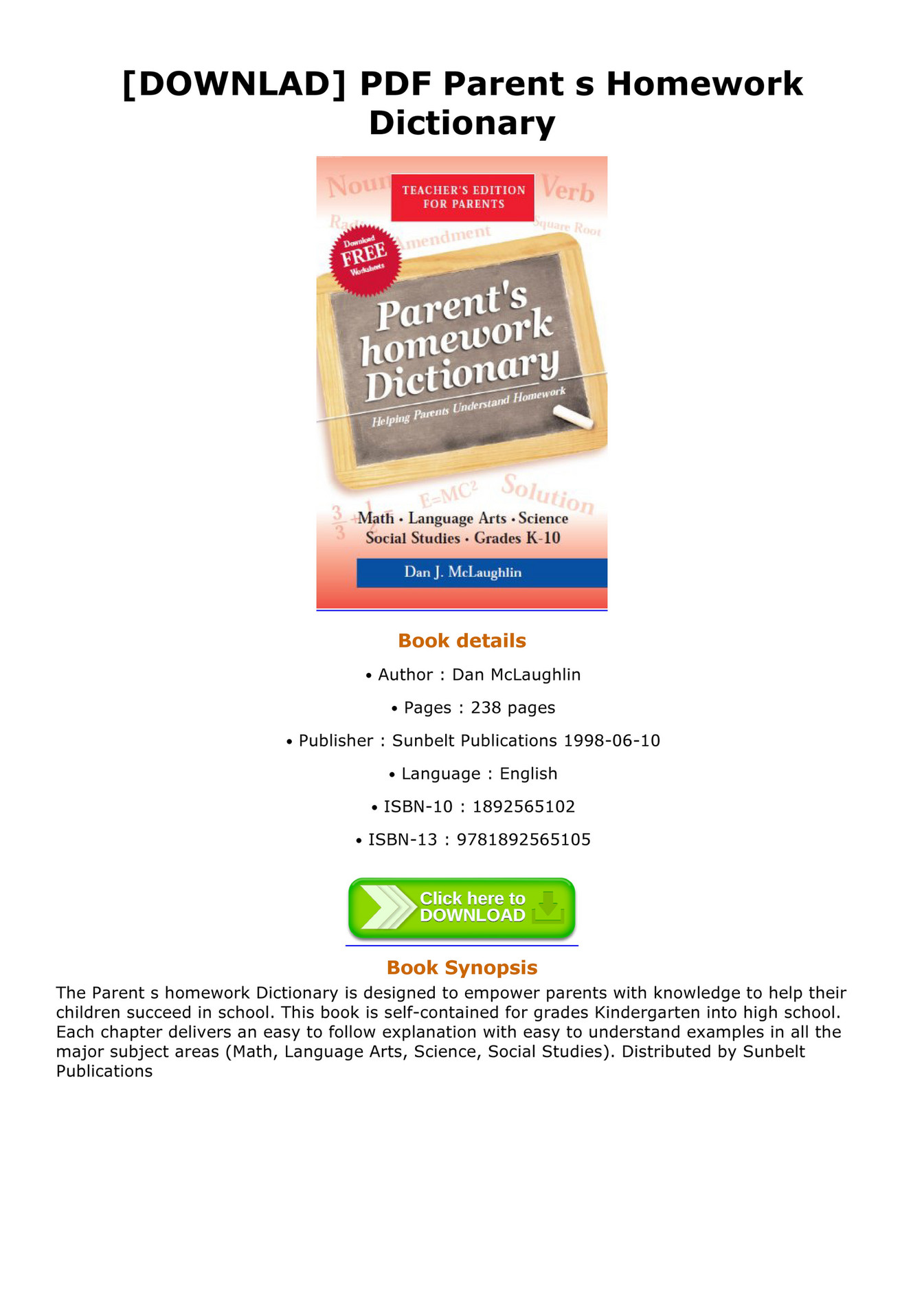 parent homework dictionary