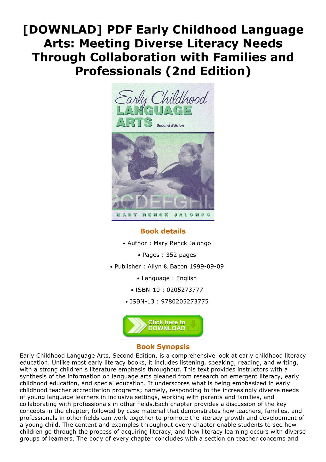 Erin DOWNLAD PDF Early Childhood Language Arts Meeting Diverse