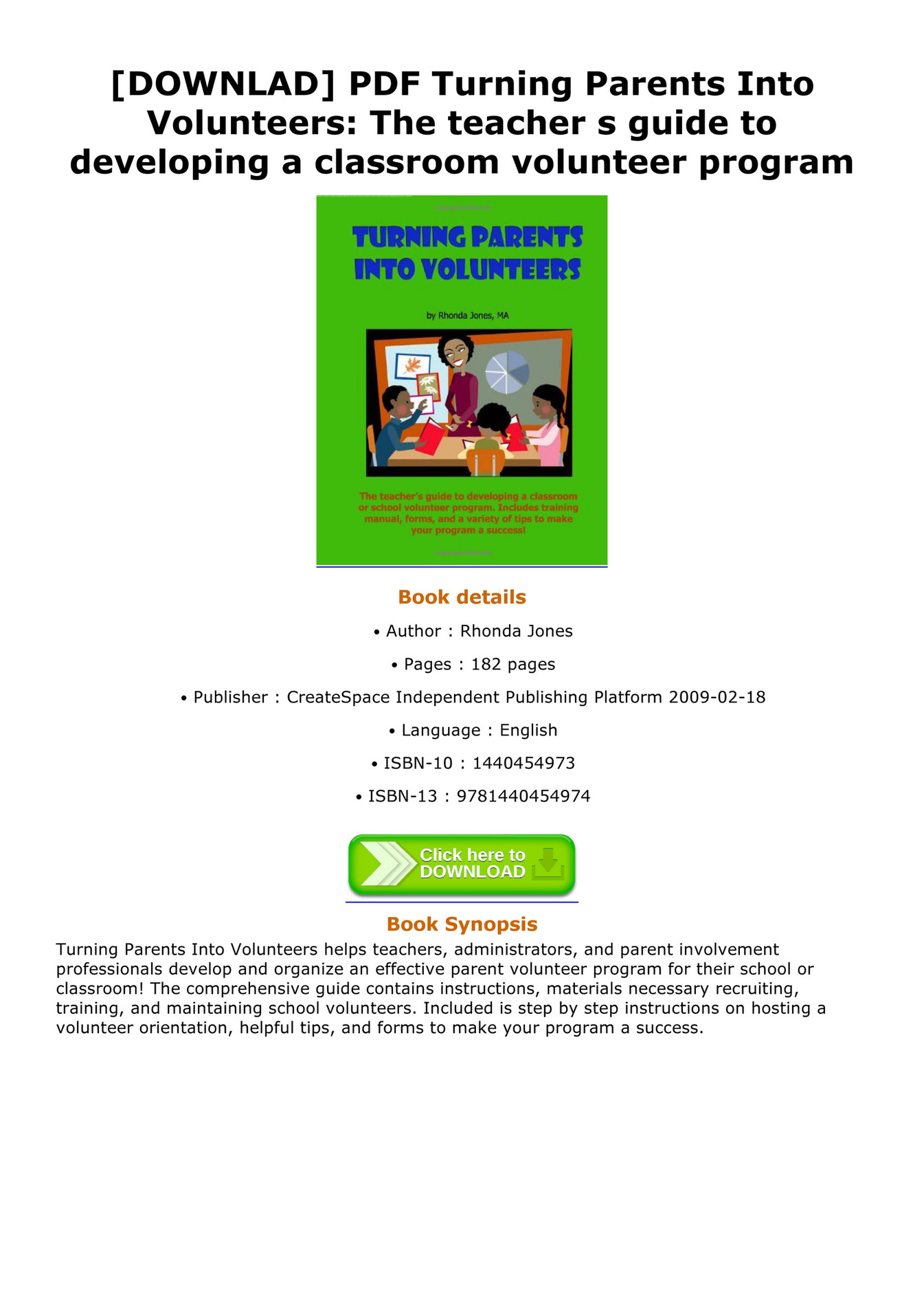 Norris - DOWNLAD PDF Turning Parents Into Volunteers The Teacher S ...