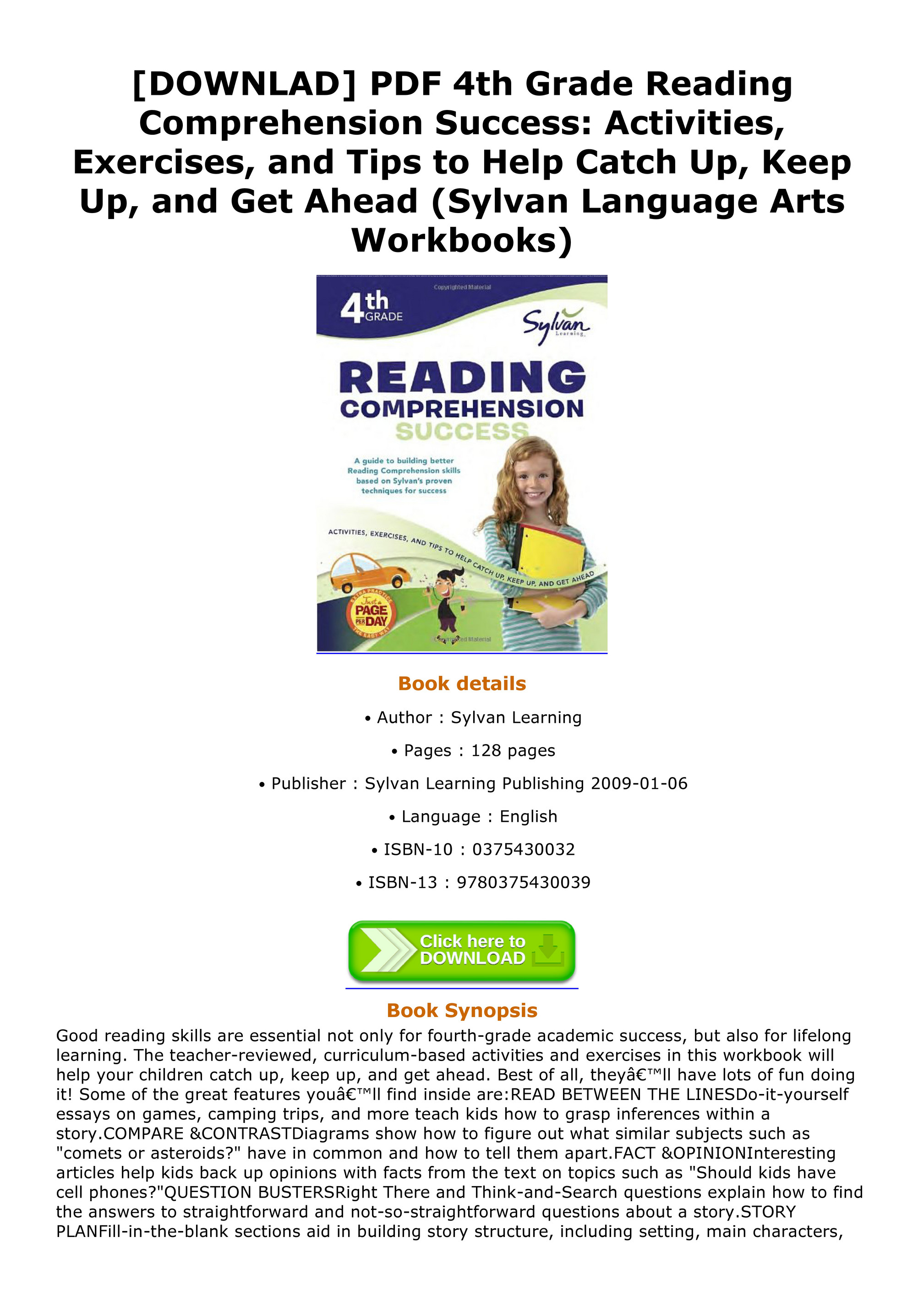Brixey - DOWNLAD PDF 4th Grade Reading Comprehension Success Activities  Exercises and Tips to Help Catch Up Keep Up and Get Ahead Sylvan Language  Arts Workbooks - Page 1 - Created with Publitas.com