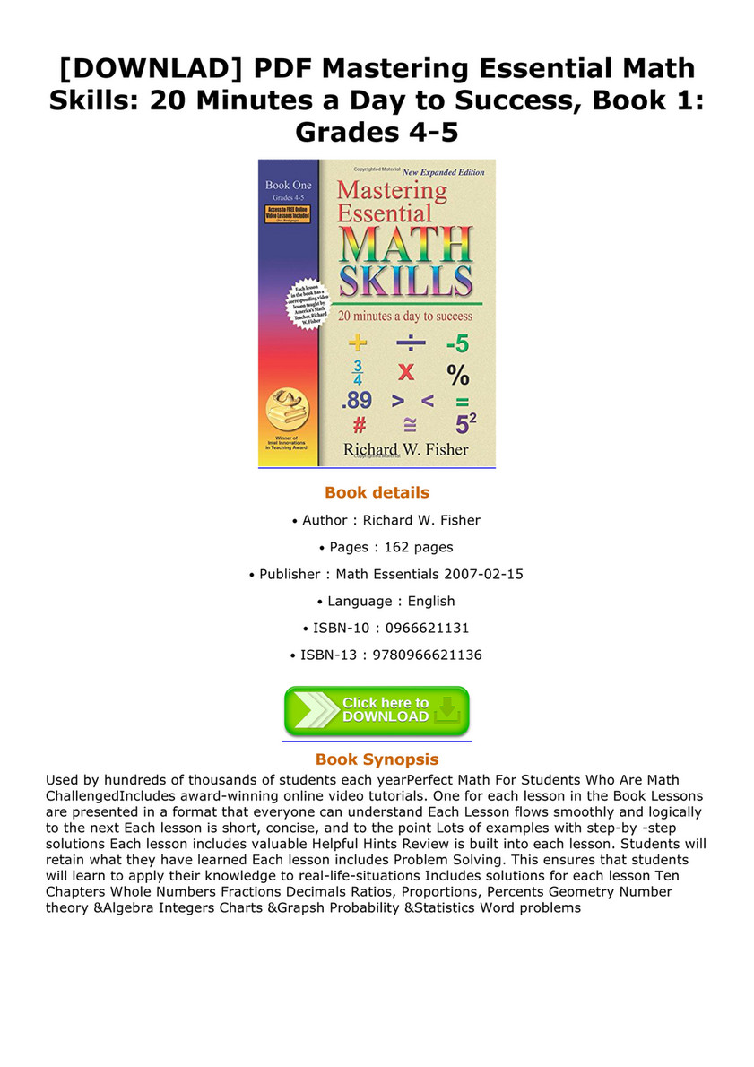 Cavalieri Downlad Pdf Mastering Essential Math Skills 20 - 