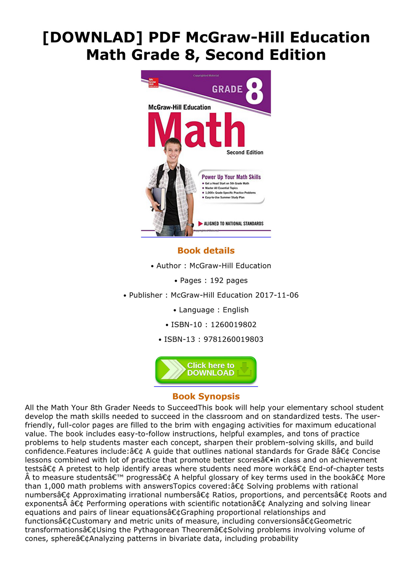 Mcgraw Hill Education Math Book Answers