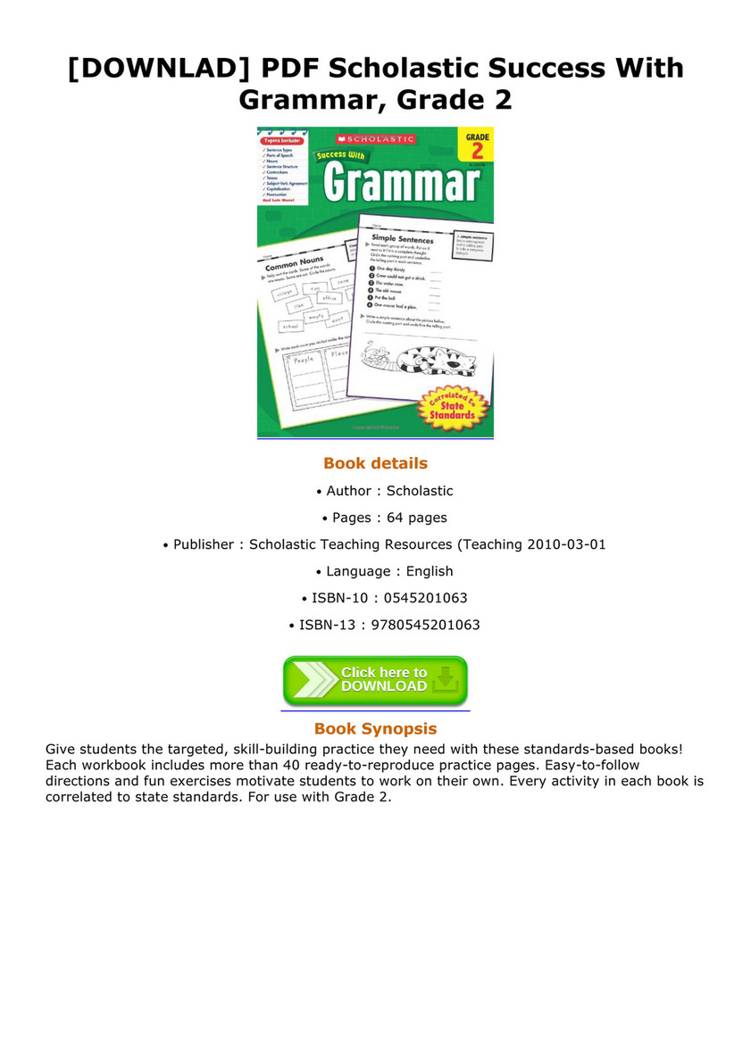 Danzy - DOWNLAD PDF Scholastic Success With Grammar Grade 2 - Page
