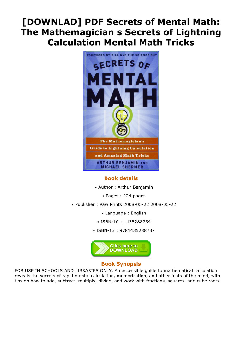 Secrets of Mental Math The Mathemagicians Guide to Lightning Calculation and Amazing Math Tricks 
