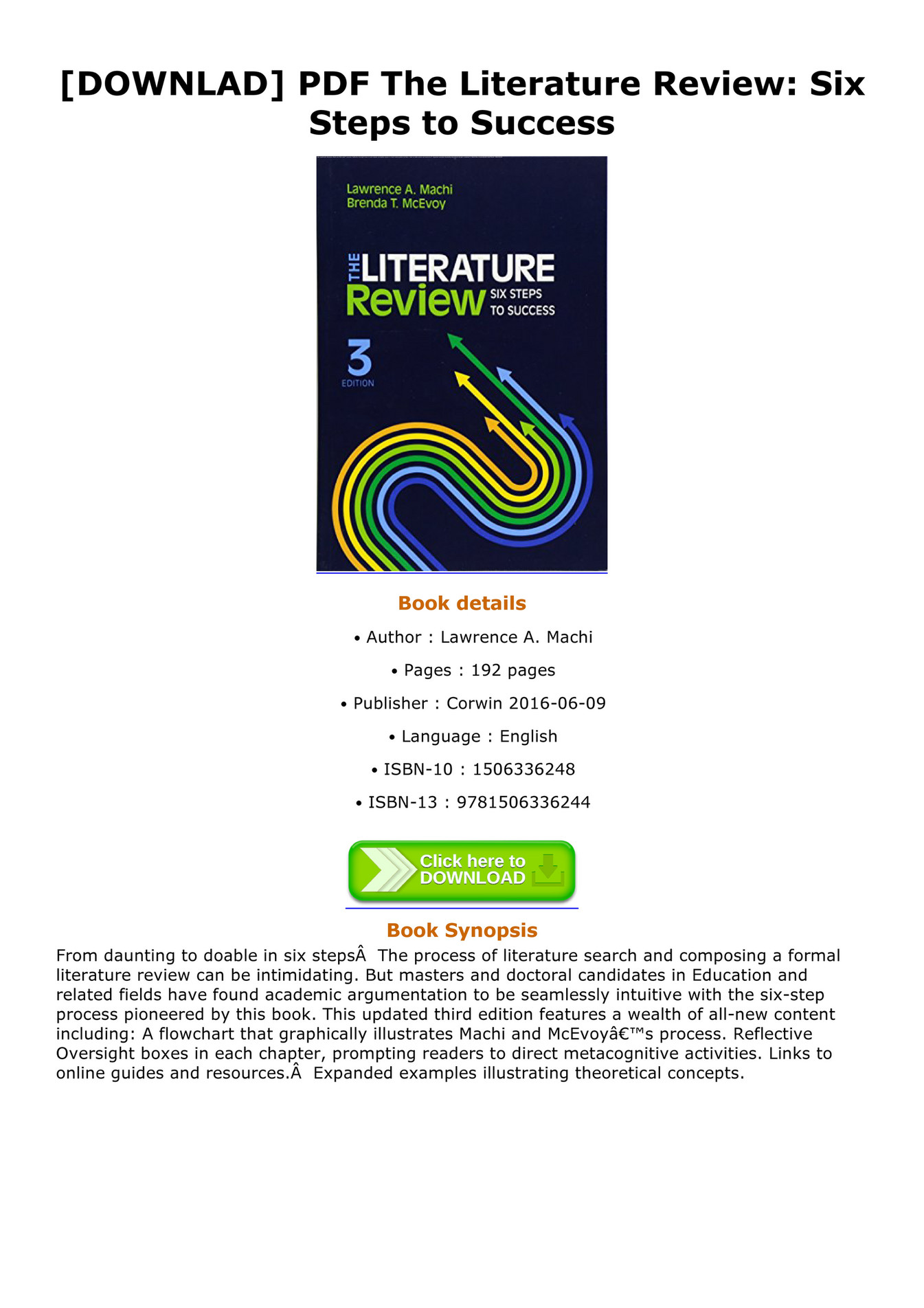 the literature review six steps to success pdf download
