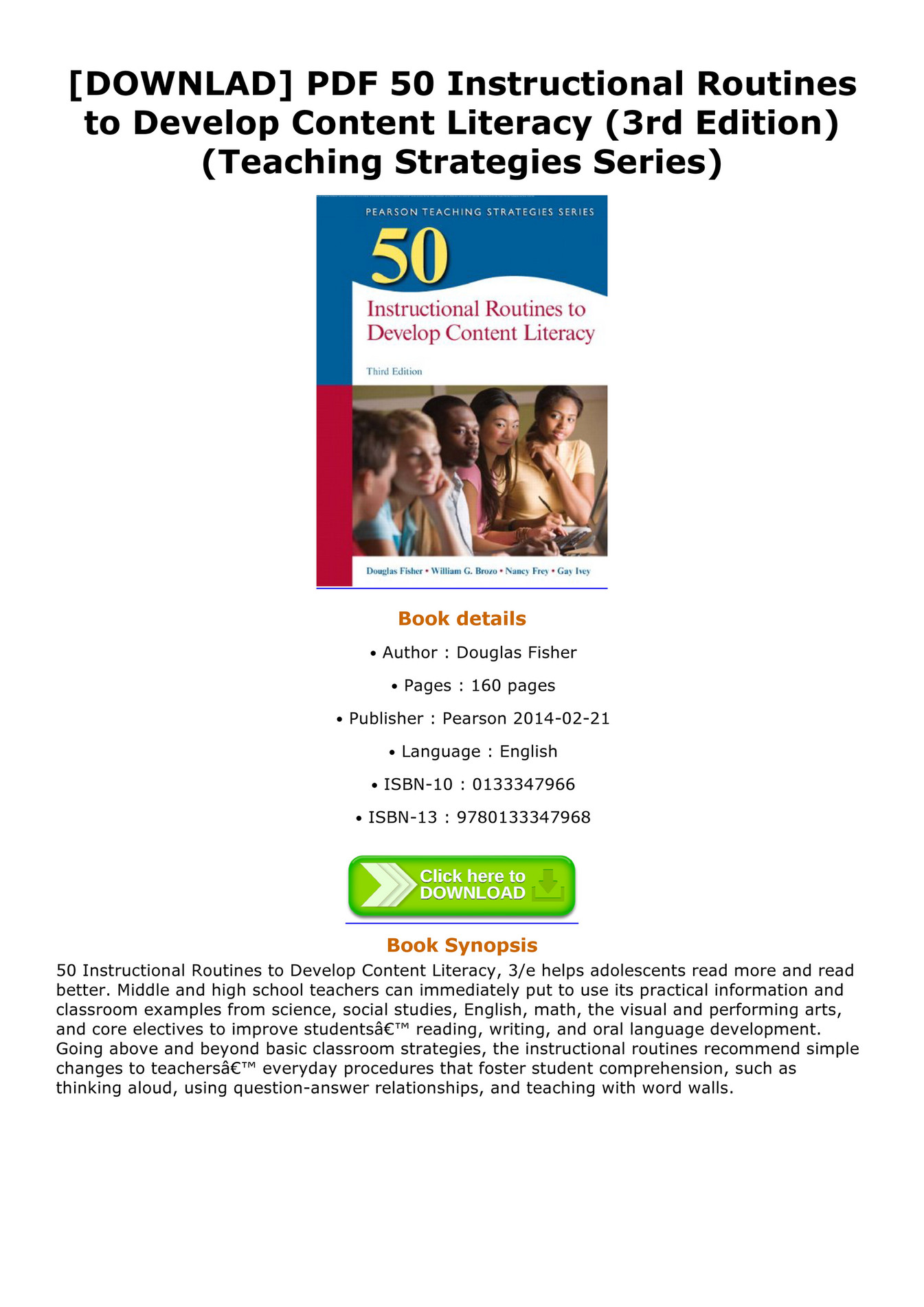 50 INSTRUCTIONAL ROUTINES TO DEVELOP CONTENT LITERACY visual data 4