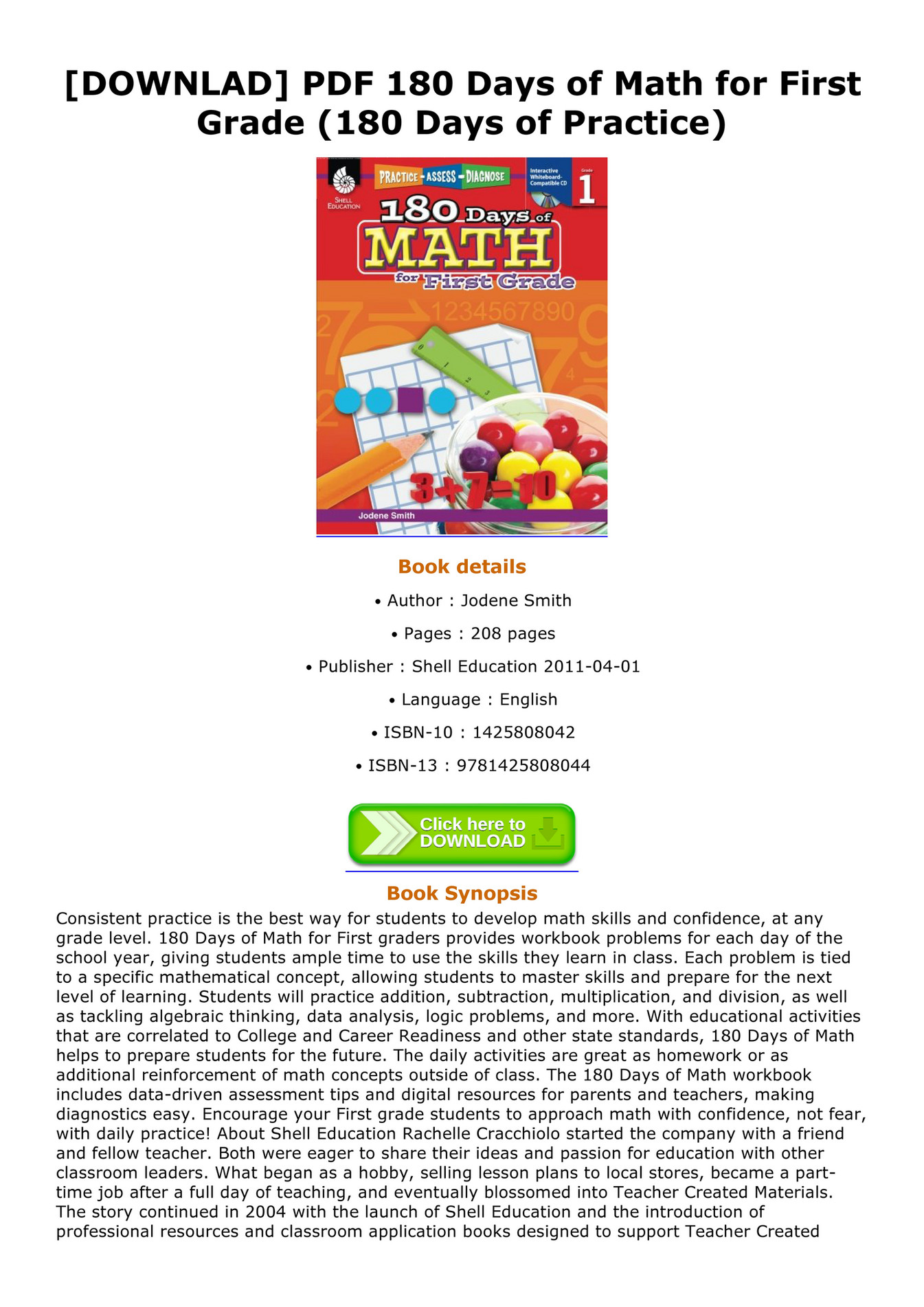 Alton - DOWNLAD PDF 180 Days of Math for First Grade 180 Days of ...