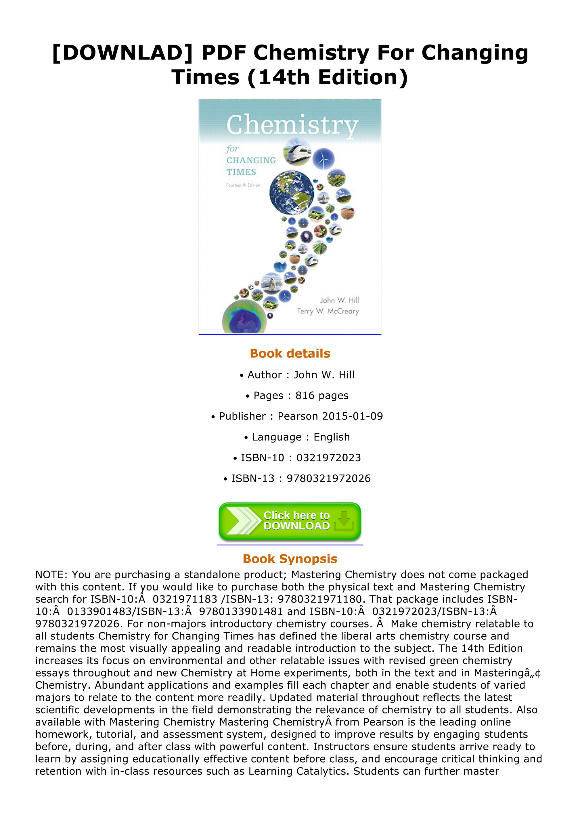 Chemistry for changing times 14th edition pdf free download tik tok video download without watermark apk