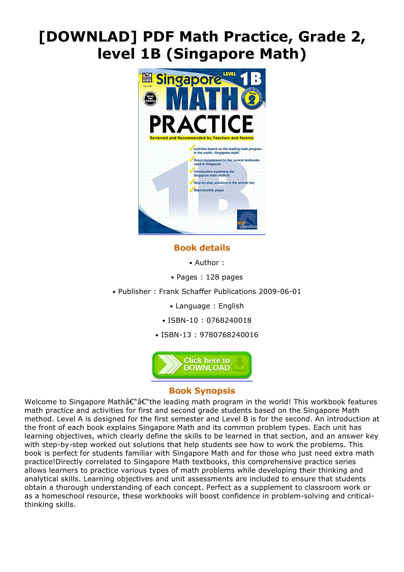 Geeter Downlad Pdf Math Practice Grade 2 Level 1b - 