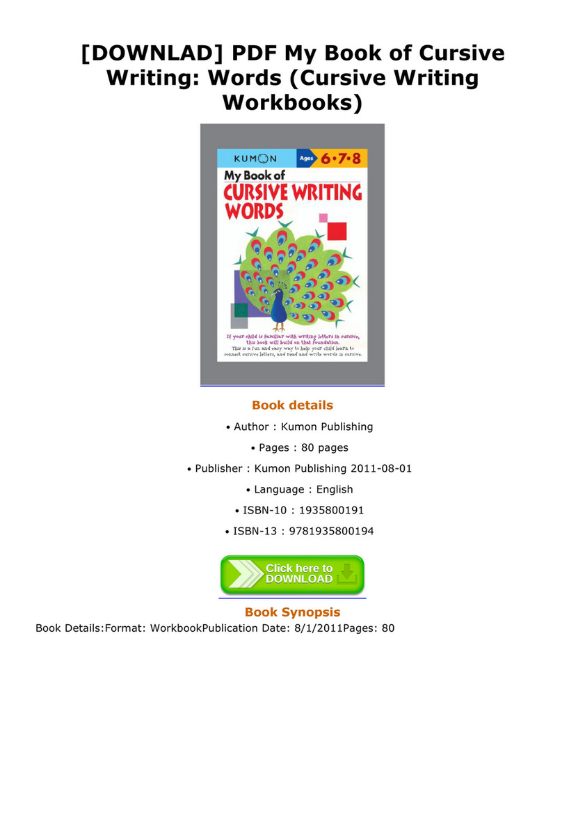 DOWNLAD PDF My Book Of Cursive Writing Words Workbooks DOWNLAD PDF My Book Of Cursive Writing Words Workbooks