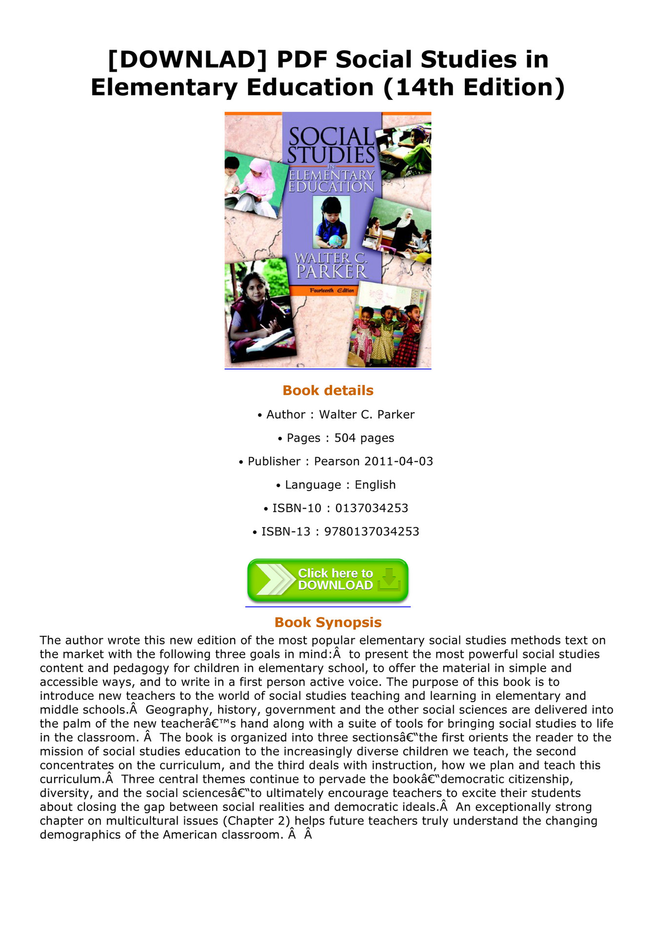 Muntz DOWNLAD PDF Social Studies in Elementary Education 14th Edition