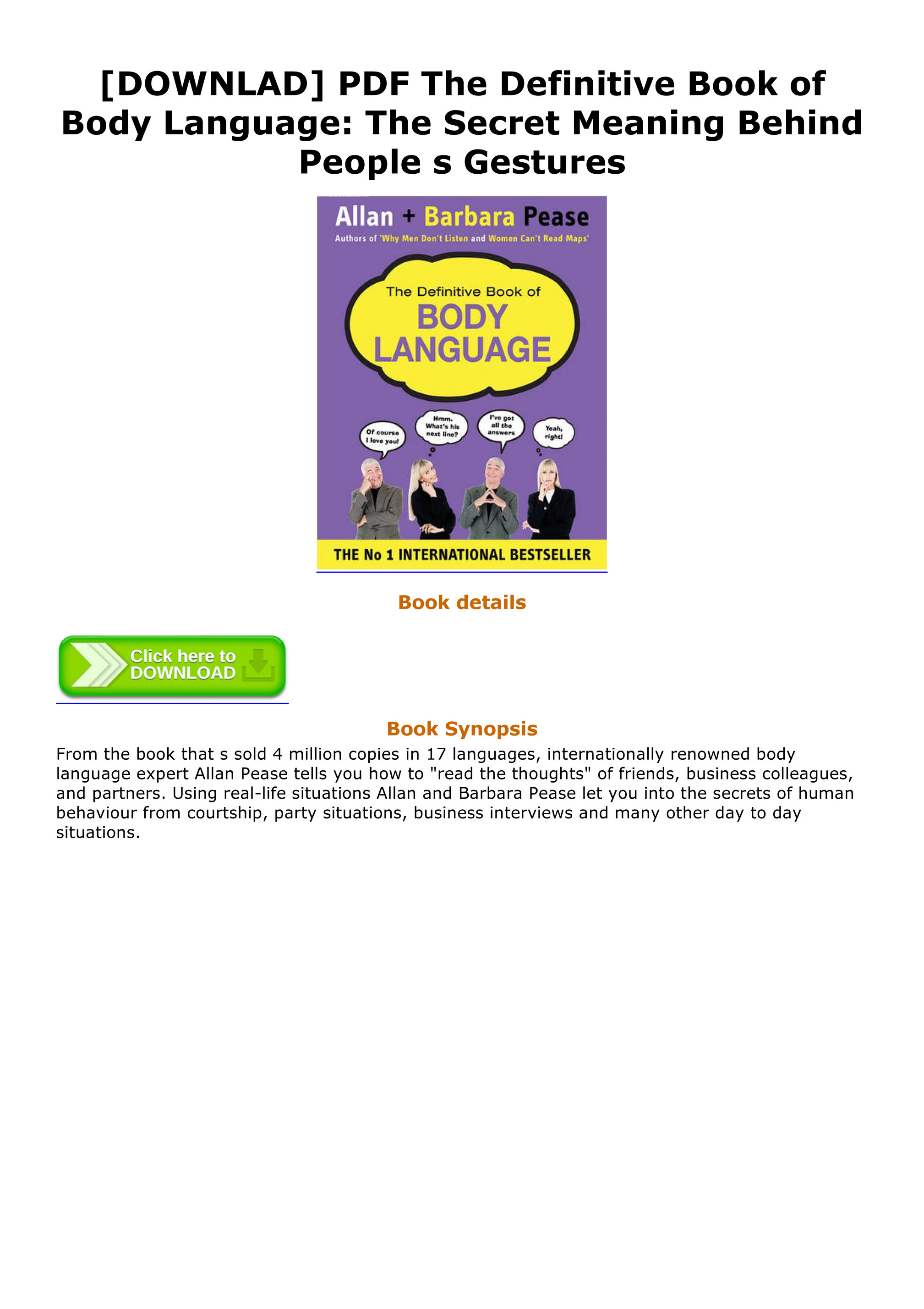 The Definitive Book Of Body Language Allan Barbara Pease The Definitive ...