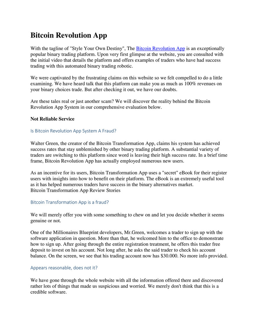 My publications - Bitcoin Revolution App Review - Page 1 - Created with  Publitas.com
