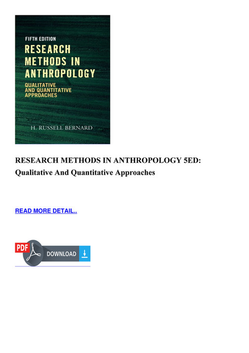 e-Book - DOWNLOAD RESEARCH METHODS IN ANTHROPOLOGY 5ED Qualitative And ...