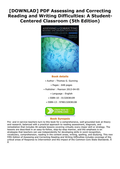 eBook DOWNLAD PDF Assessing and Correcting Reading and Writing