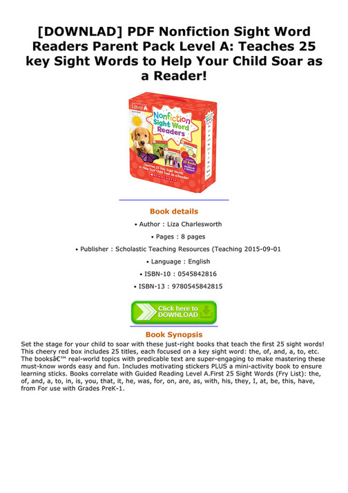 Wyatt - DOWNLAD PDF Nonfiction Sight Word Readers Parent Pack Level A ...