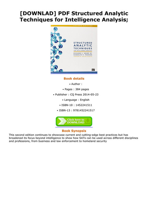 Allen - DOWNLAD PDF Structured Analytic Techniques for Intelligence ...