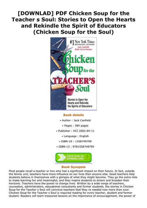 Weston DOWNLAD PDF Chicken Soup for the Teacher s Soul Stories to