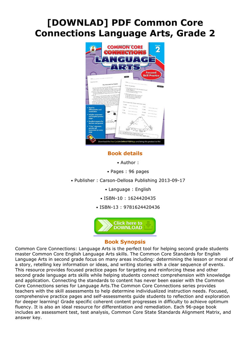 Common Core Connections Language Arts Grade 2