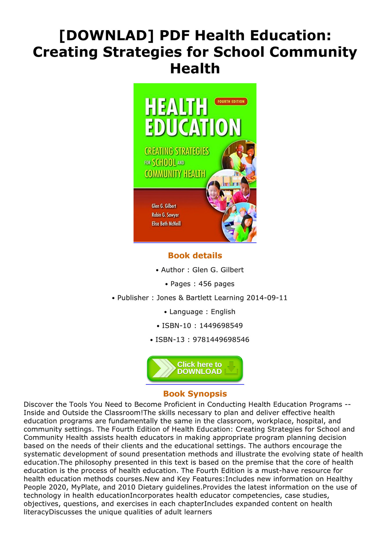 Rodger DOWNLAD PDF Health Education Creating Strategies for School