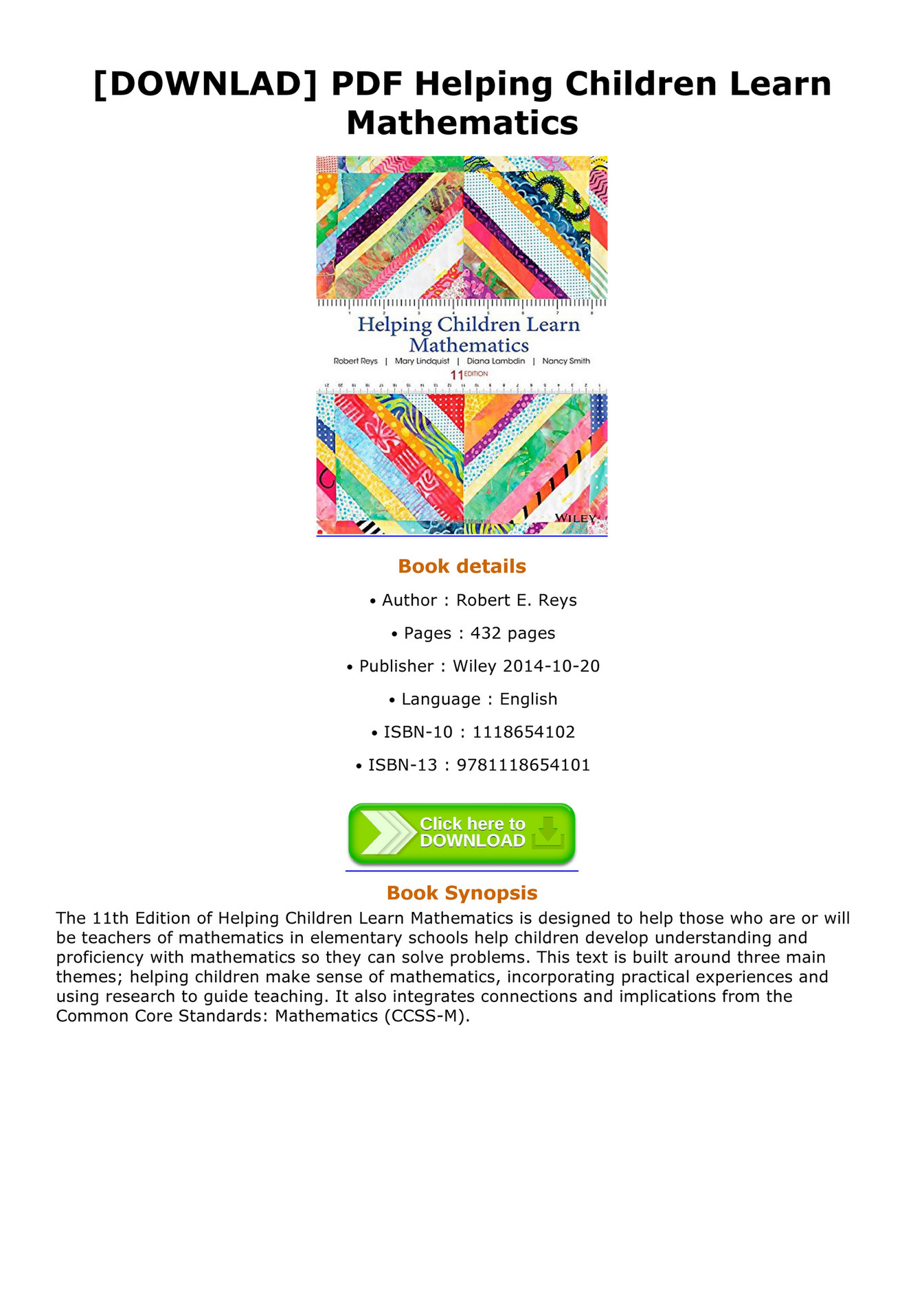 Rodger downlad pdf helping children learn mathematics page 1